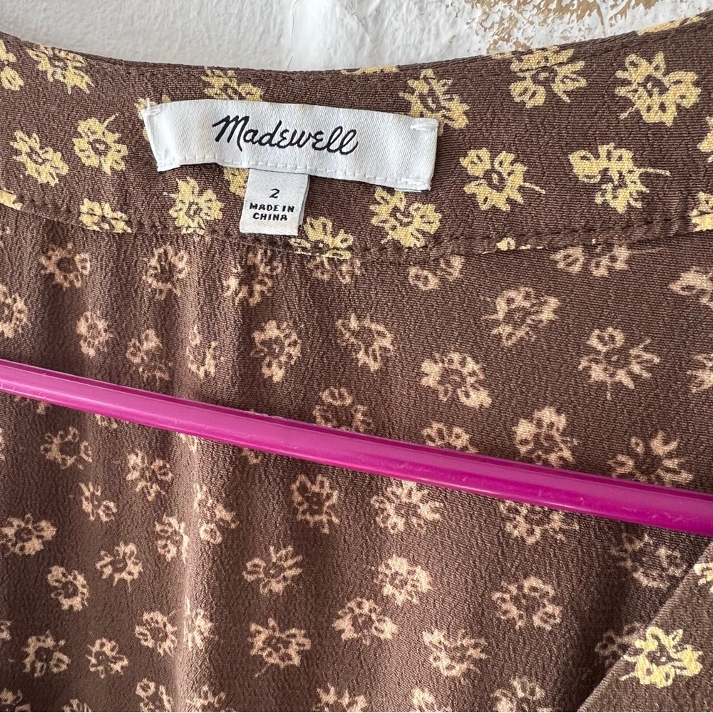 Madewell Button-Cuff Midi Dress in Woodcut Flowers size 2 - Picture 2 of 15